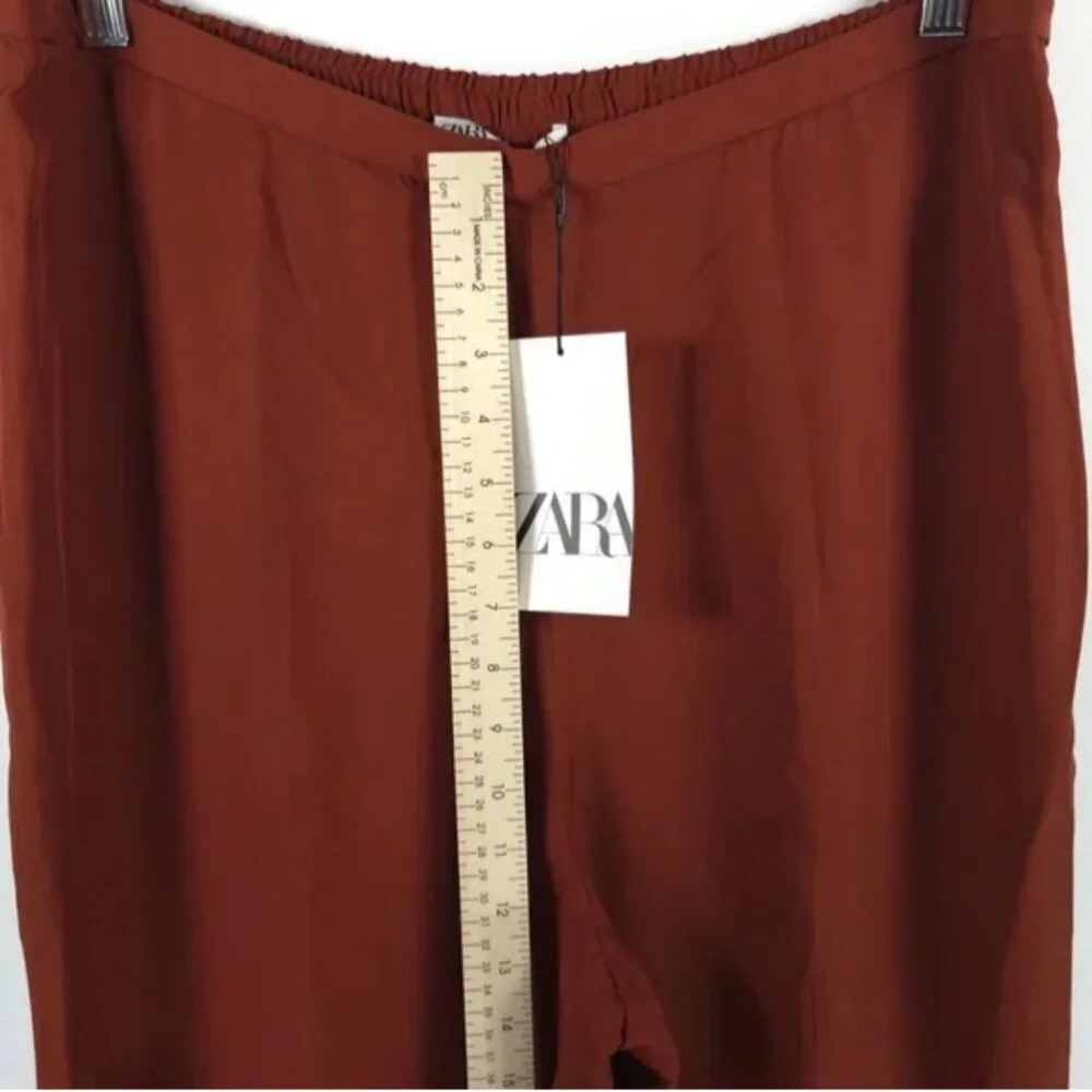 NWT ZARA Wide Leg Flowy Back Elastic Waist Pants Flying FabricCooper 9479/054 XL